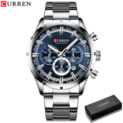 CURREN New Fashion Watches With Stainless Steel Top Brand Luxury Sports Chronograph Quartz Watch Men Relogio Masculino