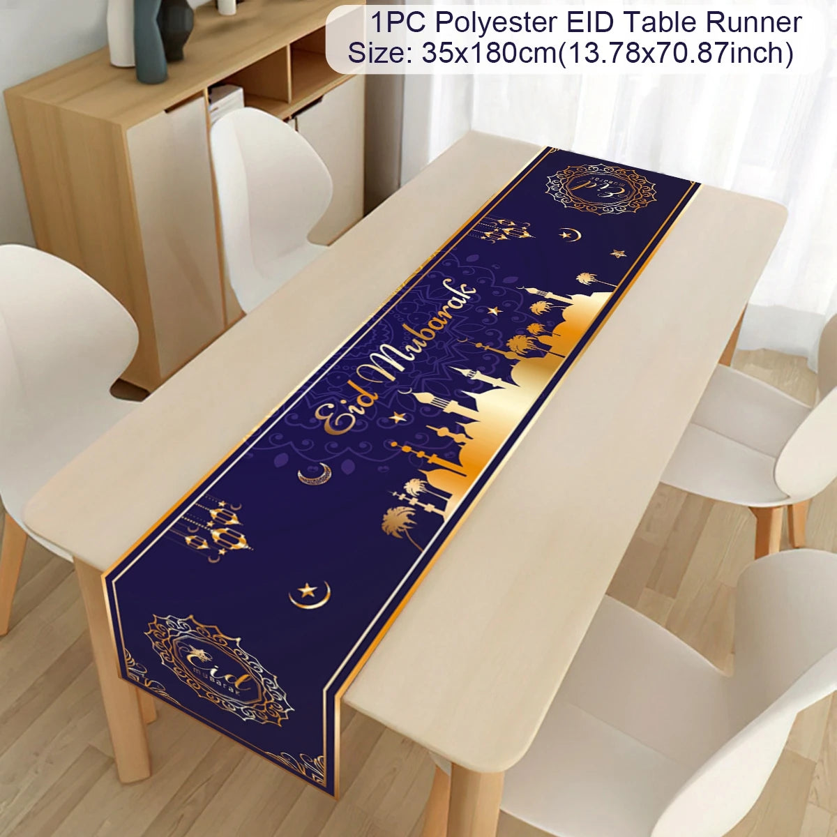 Ramadan Decor Table Runner EID Mubarak Decoration 2024 for Home Tablecloth Ramadan Kareem Islamic Muslim Party Eid Al Adha