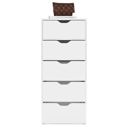 Kamran Dresser, Five Drawer Narrows -White