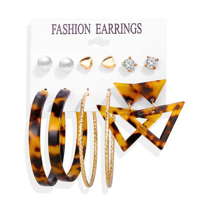 17KM Vintage Tassel Acrylic Earrings for Women Bohemian Earrings Set Big Dangle Drop Earring 2020 Brincos Female Jewelry