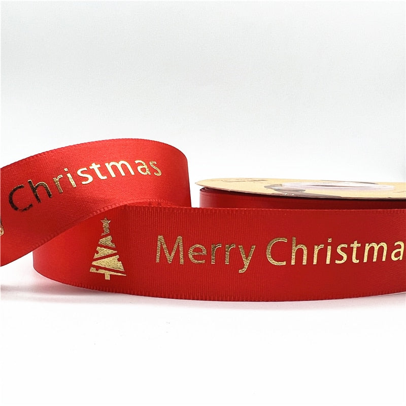 5yards 1inch 25mm Christmas Ribbon Printed Christmas Polyester Ribbon for Handmade Design Christmas Decoration