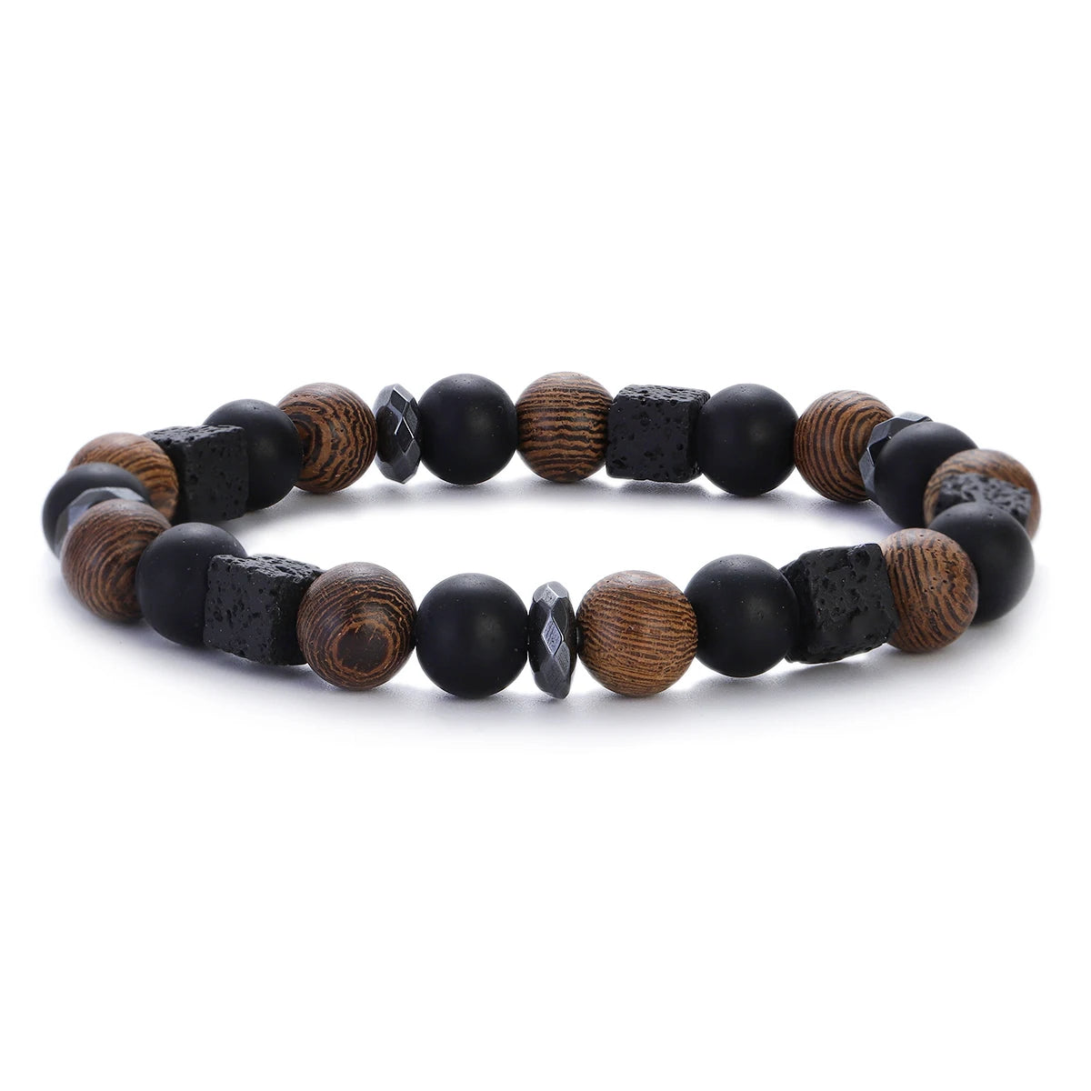8mm New Natural Wood Beads Bracelets Men Black Ethinc Meditation White Bracelet Women Prayer Jewelry Yoga Bracelet Homme