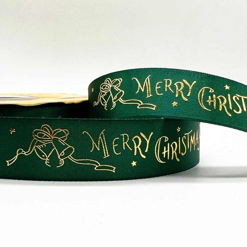 5yards 1inch 25mm Christmas Ribbon Printed Christmas Polyester Ribbon for Handmade Design Christmas Decoration