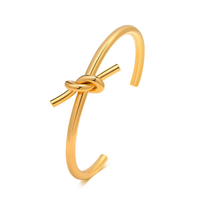 Trendy Round Circular Open Knot Cuff Bangle Bracelets for Women Elegant GoldColor Jewelry Noeud Armband Pulseiras