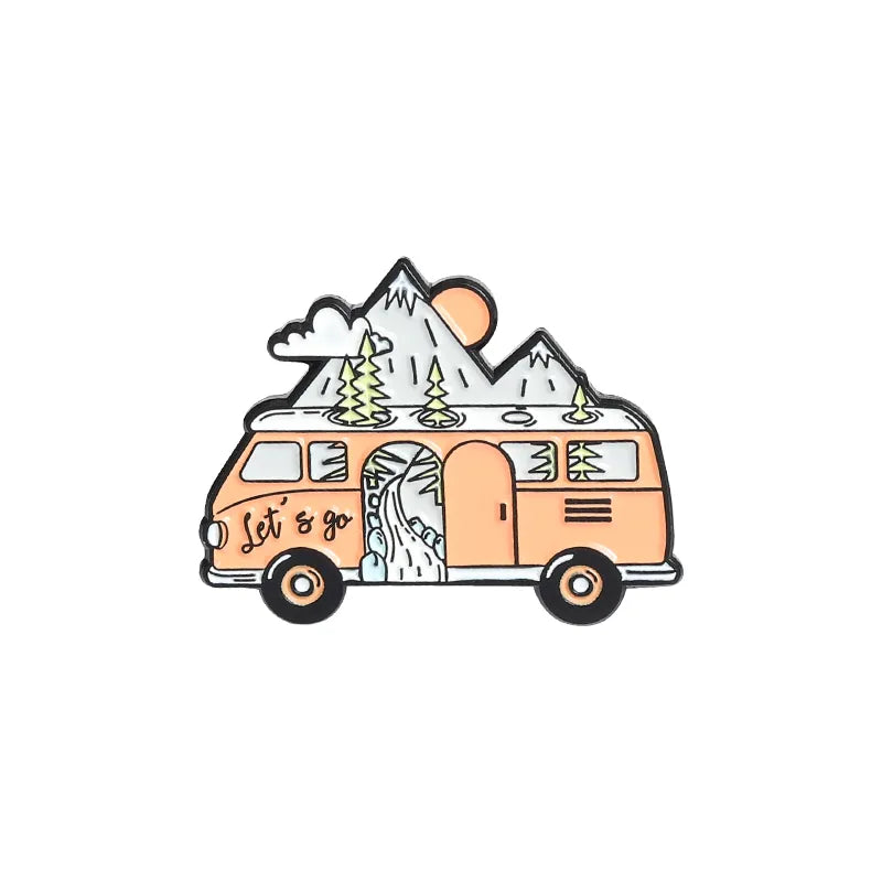 Outdoors Mountain Starry Night Enamel Pin Custom Wild Camping Hiking Brooches Bag Clothes Lapel Pin Adventure Badge Jewelry