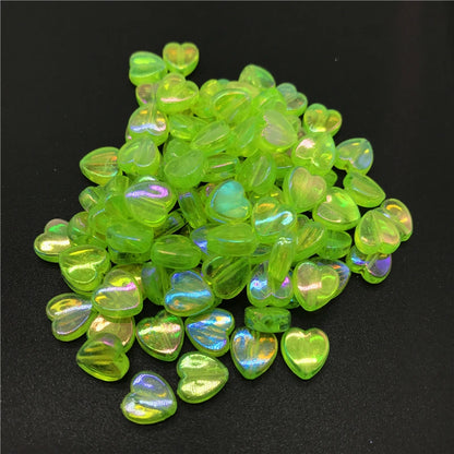 100pcs 8mm Acrylic Spacer Beads Heart-Shaped Charm Transparent Rainbow Color Beads for Jewelry Making DIY Jewelry Accessories
