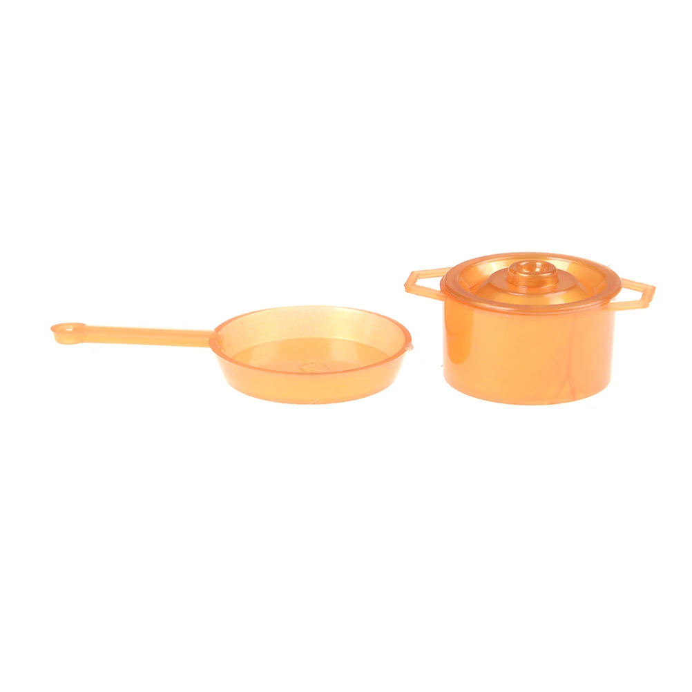 10pcs/Lot 1/12 Mini Tableware 1:12 Dollhouse Miniature Figure Fork Pot Kitchen Set Food Toys Accessories Dolls Pretend Play Toys