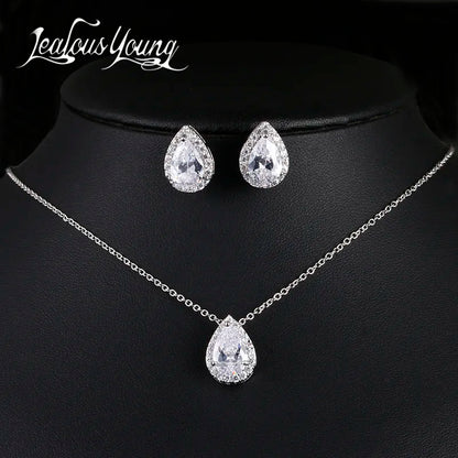 Nigerian Water Drop Cubic Zirconia Wedding Jewelry Sets Inlay Luxury Crystal Bridal Jewelry Set for Bridesmaids AS099