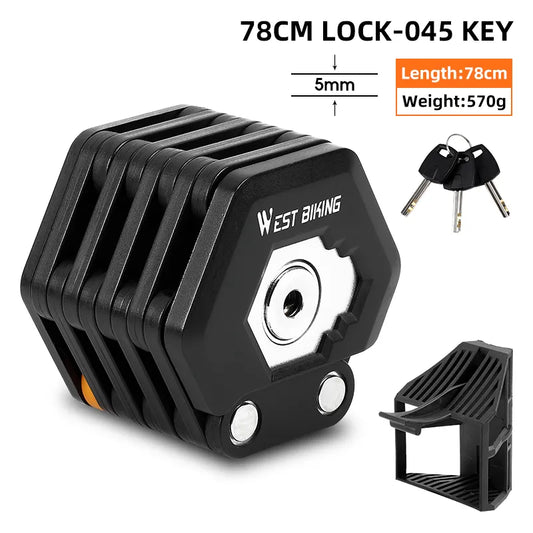 WEST BIKING Foldable Bicycle Lock MTB Road Bike Hamburg Lock High Security Anti-Theft Electric Scooter E-Bike Cycling Chain Lock