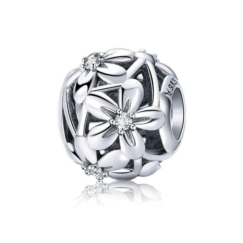 BISAER 925 Sterling Silver Blue Travel Suitcase Charm Pink Car Pendant Family House Home Beads Fit Women Bracelet DIY Jewelry
