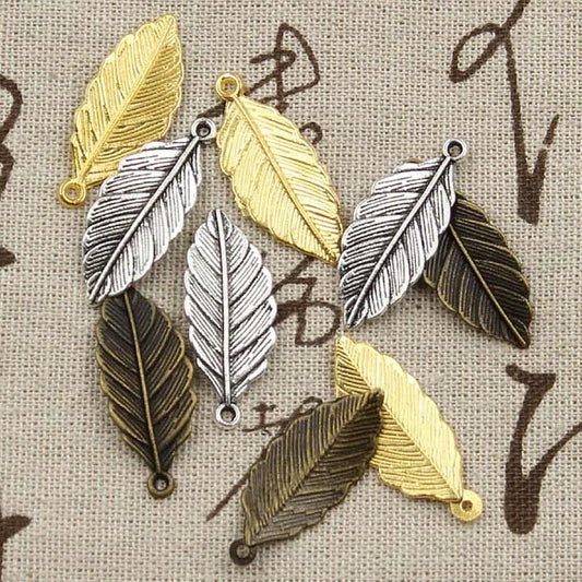 15pcs Charms Leaf 31x12mm Antique Making Pendant Fit,Vintage Tibetan Bronze Silver Color,DIY Handmade Jewelry