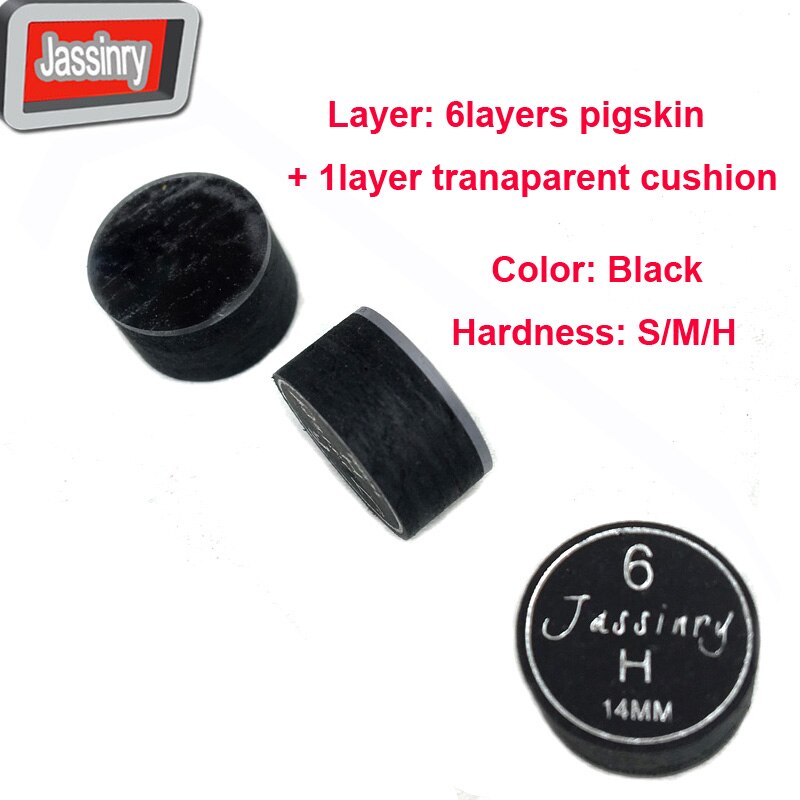 50pcs/Lot Jassinry Billiards Cue Tips With Transparent Cushion 14mm Pool Tips in S/M/H Billiard Accessories