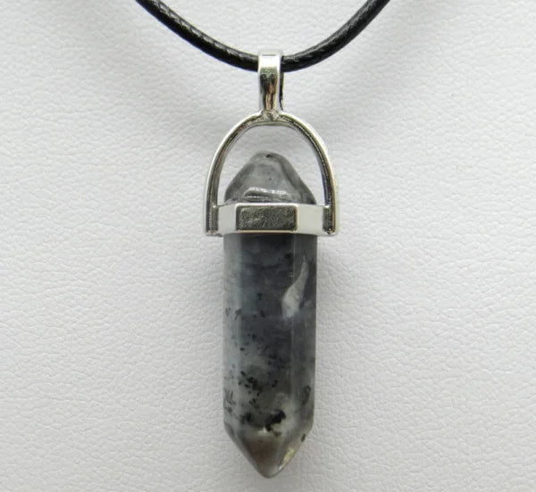 1PCS Natural Stone Quartz Crystal Opal Agates Hexagonal Column Pendulum Pendant Leather Chains Necklace Fashion Charms Pendant