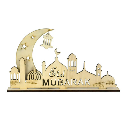 Eid Mubarak Wooden Ornament Ramadan Decorations for Home Islamic Muslim Party Supplies Eid Al Adha Favor Ramadan Kareem