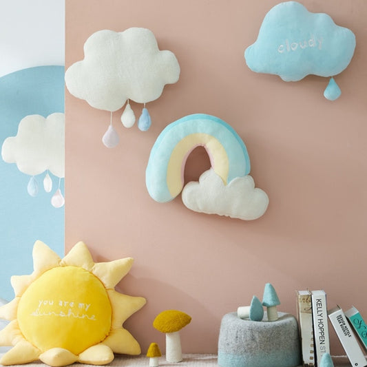 Cute Creative Rainbow Sun Cloud Plush Toy Stuffed Sun Cloudy Natural Weather Soft Doll Home Decoration Pillow Kids Toys