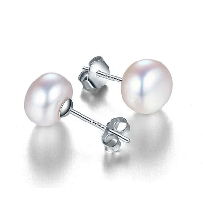 HENGSHENG Freshwater White Pearl Earrings Fashion Jewelry Silver Stud Earrings for Women Super Deal