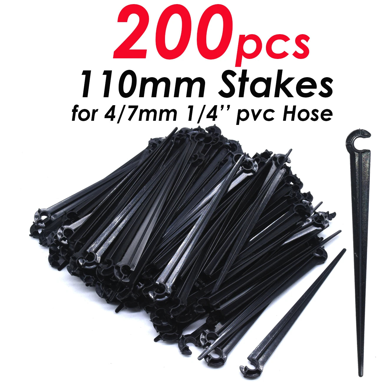 50-200pcs Durable 1/4'' C-Type Hook Fixed Stem Support Holder Stakes for 4/7mm Hose Flowerpot Drip Irrigation Fitting Greenhouse