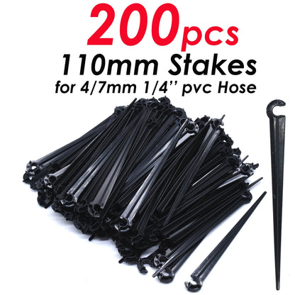 50-200pcs Durable 1/4'' C-Type Hook Fixed Stem Support Holder Stakes for 4/7mm Hose Flowerpot Drip Irrigation Fitting Greenhouse