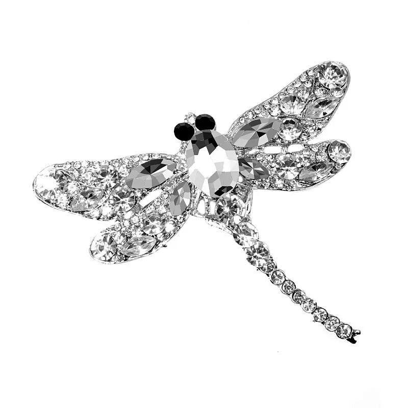 CINDY XIANG Vintage Rhinestone Dragonfly Brooches for Women Large Insect Brooch Pin Fashion Dress Coat Accessories Cute Jewelry