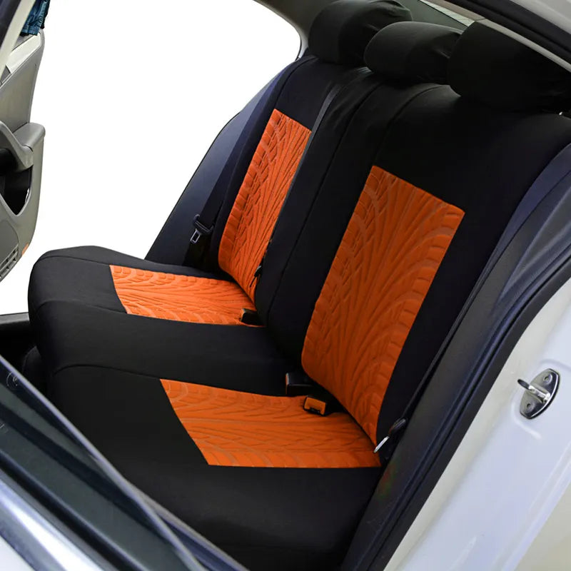 AUTOYOUTH Car Seat Covers Full Set Car Seat Protector Auto Seat Covers Polyester Fabric Universal Fits Most Cars Covers Orange