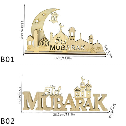 Eid Mubarak Wooden Ornament Ramadan Decorations for Home Islamic Muslim Party Supplies Eid Al Adha Favor Ramadan Kareem