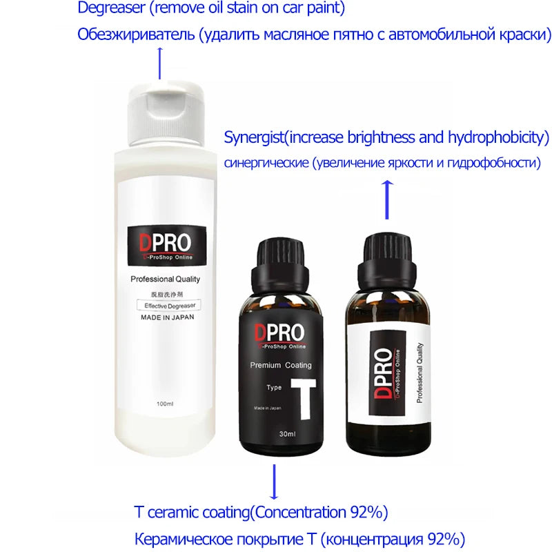 Dpro 9H Graphene Coating Ceramic Car Coating T Set Nano Coats Liquid Glass Anti-Scratch Car Polish Ceramic Coat for 2 Cars