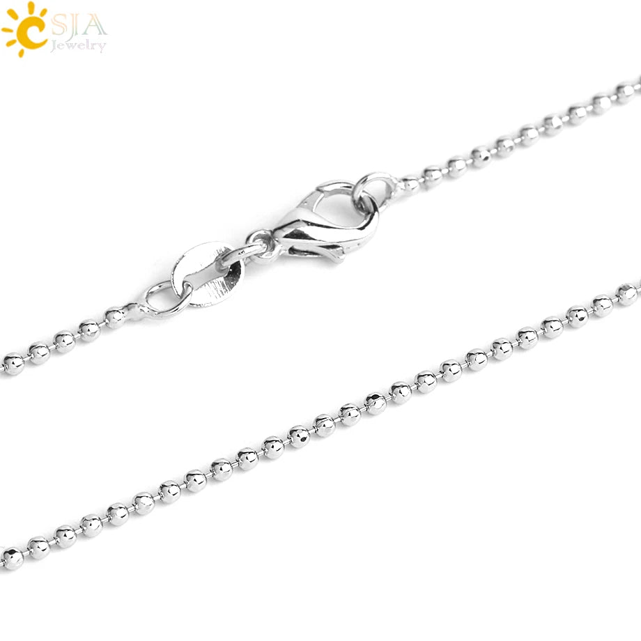 CSJA Water Drop Natural Stone Pendant Butterfly Necklace Pink Quartz Purple Crystal Tiger Eye Flower Necklace for Women Men G082