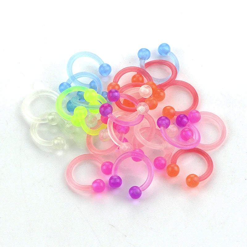 10pcs/20pcs  Luminous Acrylic Tongue Ring for Women Ear Septum Nipple Piercing Bar Bell Navel Lip Eyebrow Piercing Body Jewelry