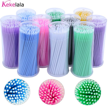 Kekelala 100pcs/Bottle Eyelash Extension Cleaning Swabs Lash Lift Glue Remover Applicators Microblade Makeup Micro Brushes Tool
