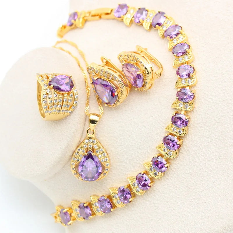 New Green Peridot Zircon Silver 925 Jewelry Set Women Bracelet Earrings Necklace Pendant Ring Birthday