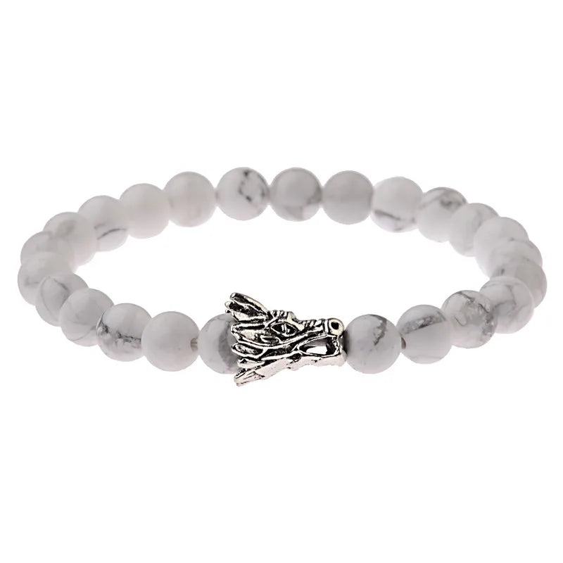 DUOVEI 2 Pcs/Set Natural Stone Beads Men's Dragon Bracelet Set Lava Stone Beaded Bracelets for Women Bileklik Pulseras Hombre