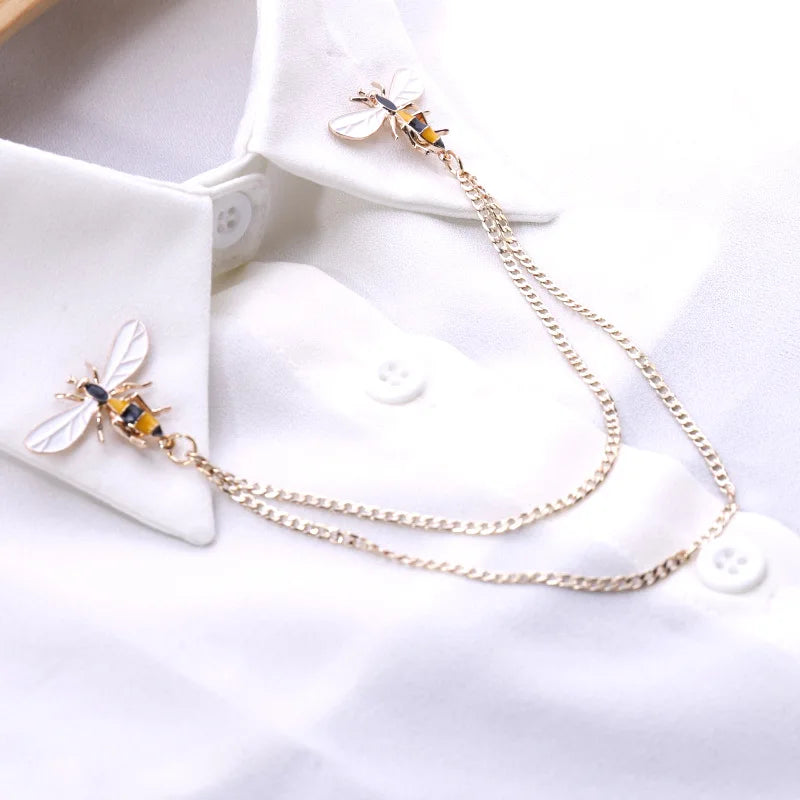 Cute Bee Vintage Brooches Pins Animal Alloy Metal Chain Brooch Broches Man Suit Shirt Collar Tassel Lapel Pin Women Jewelry