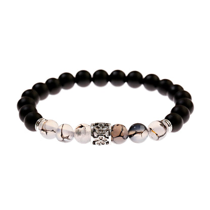 Buddhism Yoga Balance Bracelet Men Bileklik Black Matte Natural Stone Beads Bracelet for Women Braclet Jewelry AB216