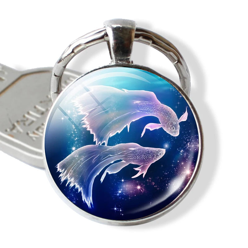12 Constellations Keychain Constellation Key Rings Zodiac Sign Key Chain Pendant Jewelry Libra Aries Leo Fashion Birthday