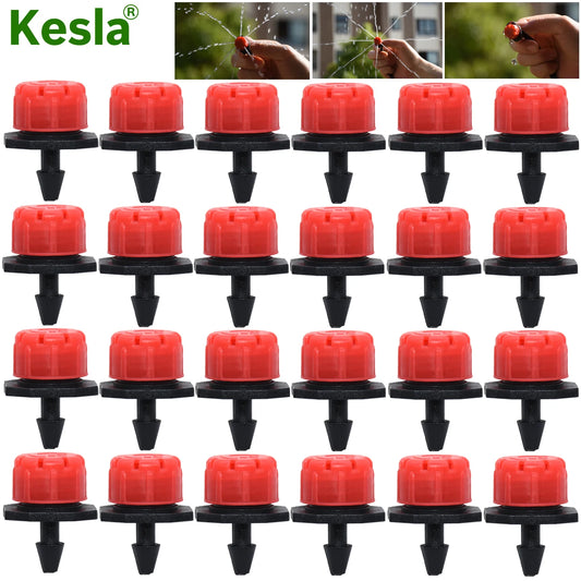 30-500pcs Adjustable 1/4 Irrigation Misting Dripper Sprinkler Head Micro Flow Drip Head Garden Watering Tool Lawn Greenhouse
