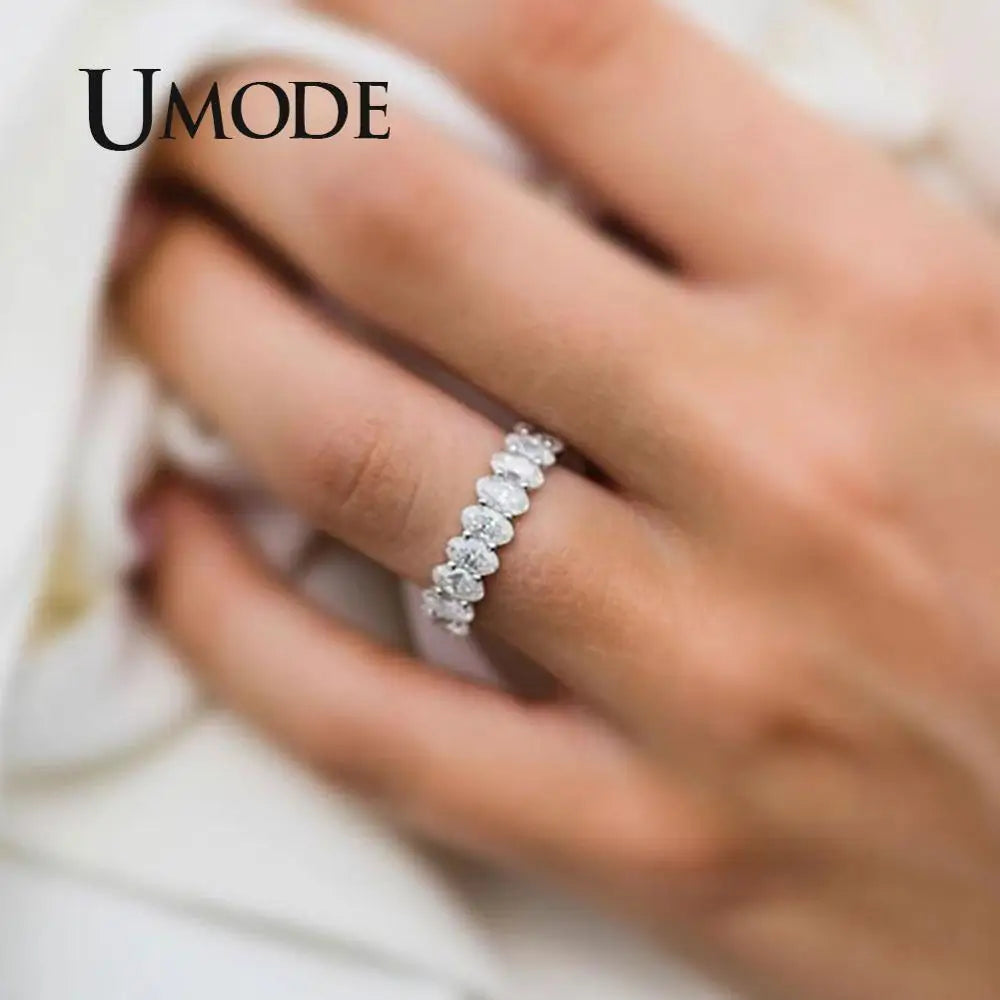 UMODE Eternity Rings for Women Luxury Wedding Bands Cubic Zirconia Femme Girls Couples Jewelry UR0580A