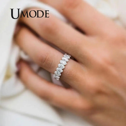 UMODE Eternity Rings for Women Luxury Wedding Bands Cubic Zirconia Femme Girls Couples Jewelry UR0580A