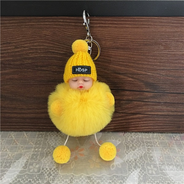 1PCS Cute Cartoon Doll Keychain Fur Ball Plush KeyChain Keyring Women Handbag Car Key Holder Bag Pendant Toys for Kids