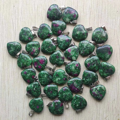 50pcs/Lot 2022 Assorted Heart Natural Stone Charms Pendants for Jewelry Making Good Quality 20mm