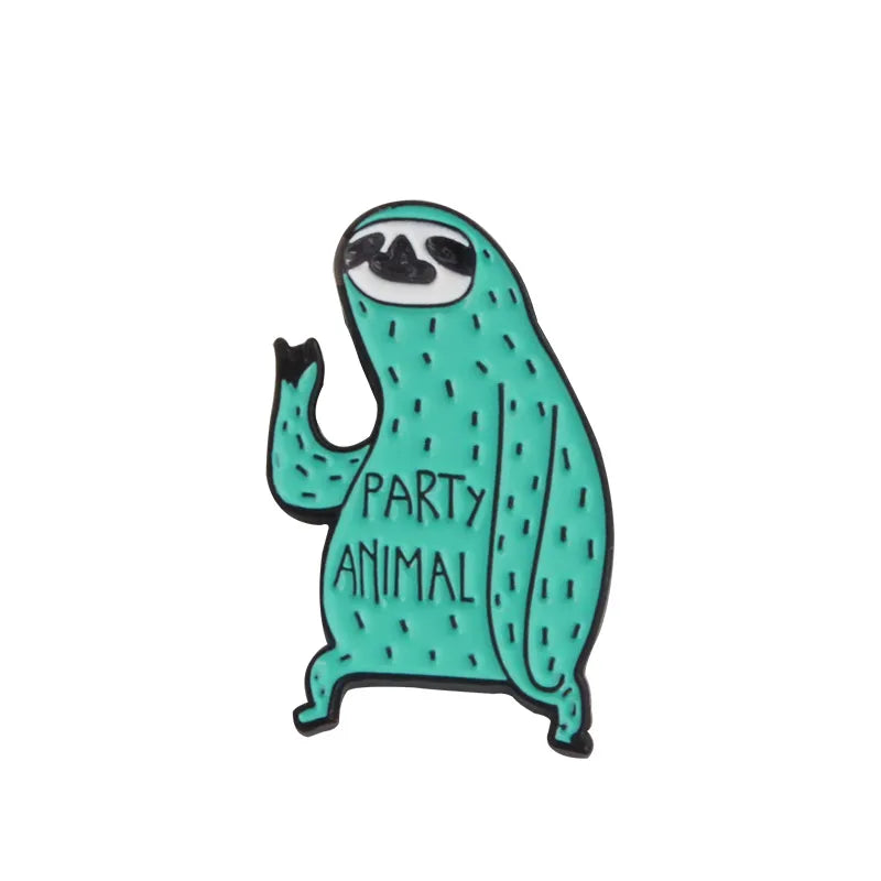 Funny Sloth Series Badges Brooches Cute Nickname Flash Denim Enamel Lapel Pins for Kids Fans Friends Jewelry