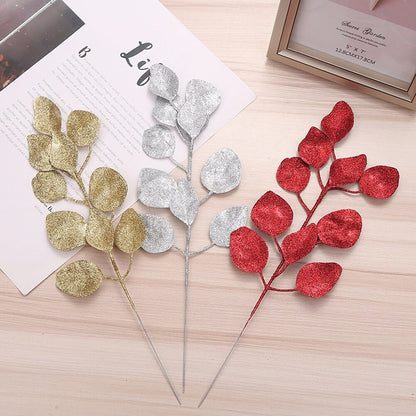 DIY Xmas Tree Garland Hanging Decor Christmas Tree Decor Christmas Hollow Christmas Glitter Tree Branches Simulated Leaves