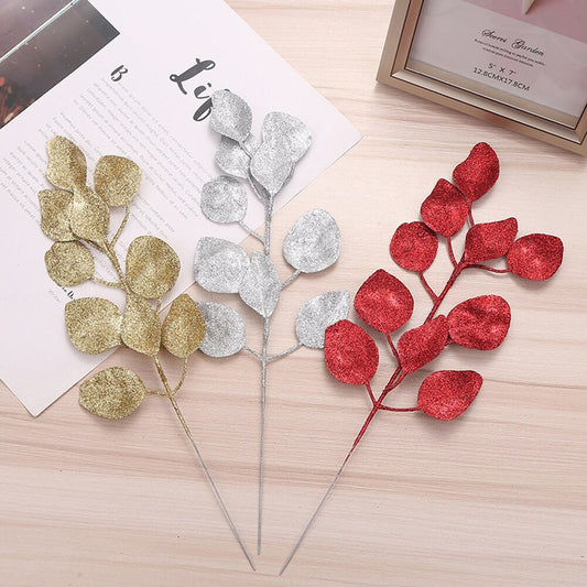 DIY Xmas Tree Garland Hanging Decor Christmas Tree Decor Christmas Hollow Christmas Glitter Tree Branches Simulated Leaves