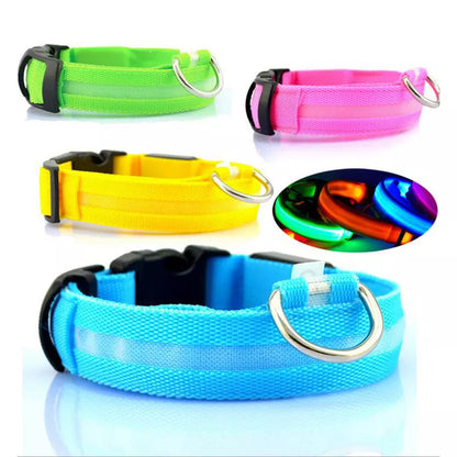YUDODO Nylon LED Pet Dog Collars for Animals Night Safety Flashing Glow Dog Leash Dogs Luminous Fluorescent Collars Pet Supplies