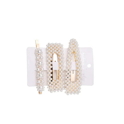 5Pcs/Set Pearl Hair Clip Snap Button Hair Pins for Women Sweet Pearl Hairpin Hair Clips Jewelry Lady Barrette Stick