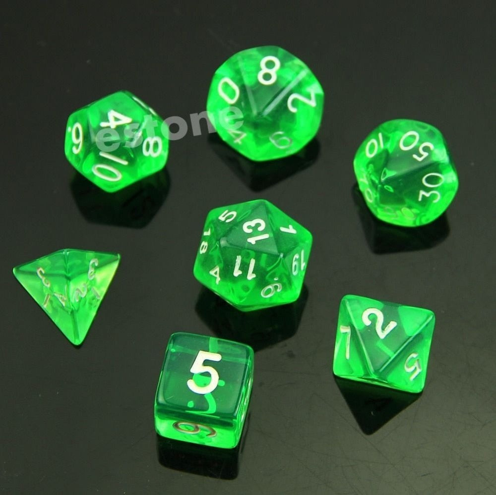 1 Set of 7 Sided Dice D4 D6 D8 D10 D12 D20 for Dice Board Game