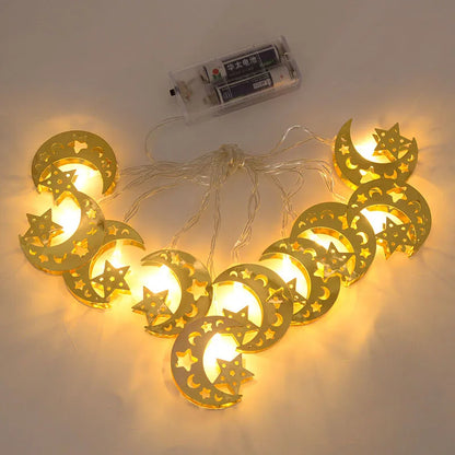 Ramadan Decoration Plastic Lantern Led String Lights Ramadan Kareem Decor Eid Mubarak Al-Fitr Eid Festival Party Supplies