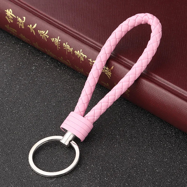 Handmade Knitted Rope Making Leather Rope Keychain for Women Men Rope for Hanging Bags Key Chain Porte Clef Chaveiro Keychains
