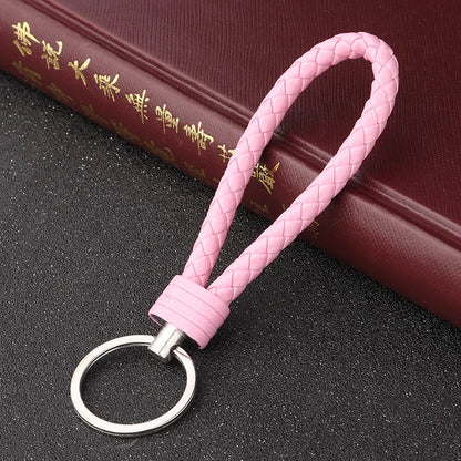 Handmade Knitted Rope Making Leather Rope Keychain for Women Men Rope for Hanging Bags Key Chain Porte Clef Chaveiro Keychains