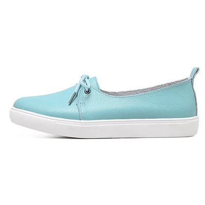 WOIZGIC Women Students Gril Female Leather White Shoes Flats Platform Lace Up Korean Casual Vulcanized Shoes FEZ-173