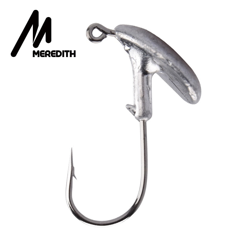 MEREDITH 10PCS Blood Slot Jig Head Tumbler Head Fishing Hook 3.5g 5g 7g 10g 14g for Soft Lure Carbon Steel